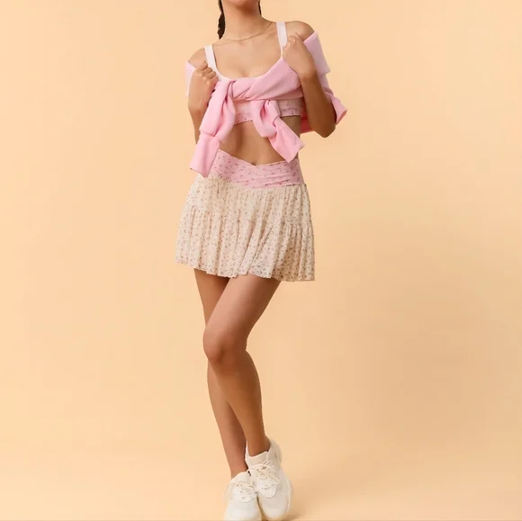 NWT Blogilates Ballerina Skort Pink Floral - Picture 3 of 13